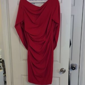 Red Caped Women's Sheath Dress
